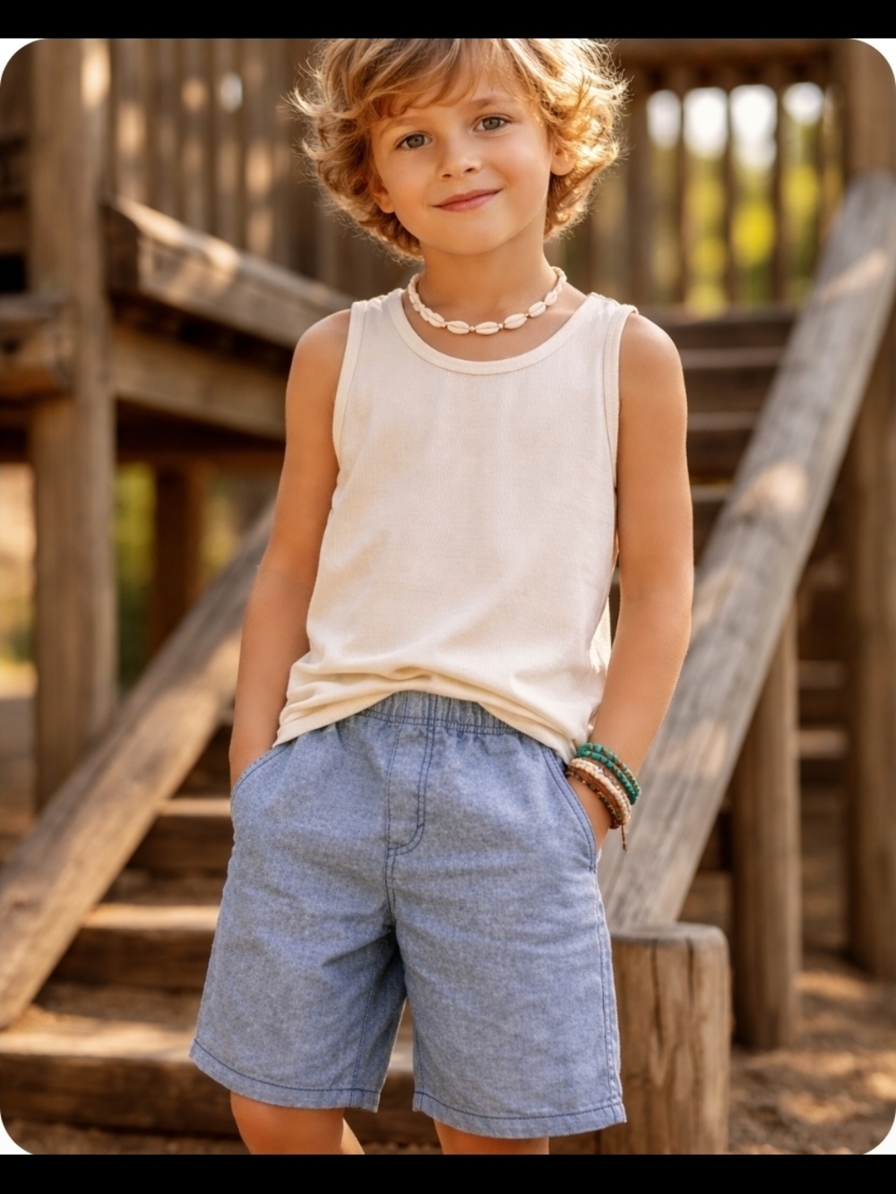 4/$15 Kids Levi Light Blue Shorts Sz 7 Boys Summer Clothes
